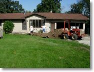 Trenching the ditch for the water pipe