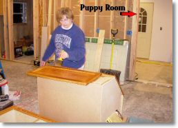 Staining the wall cabinets