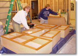 Staining the wall cabinets